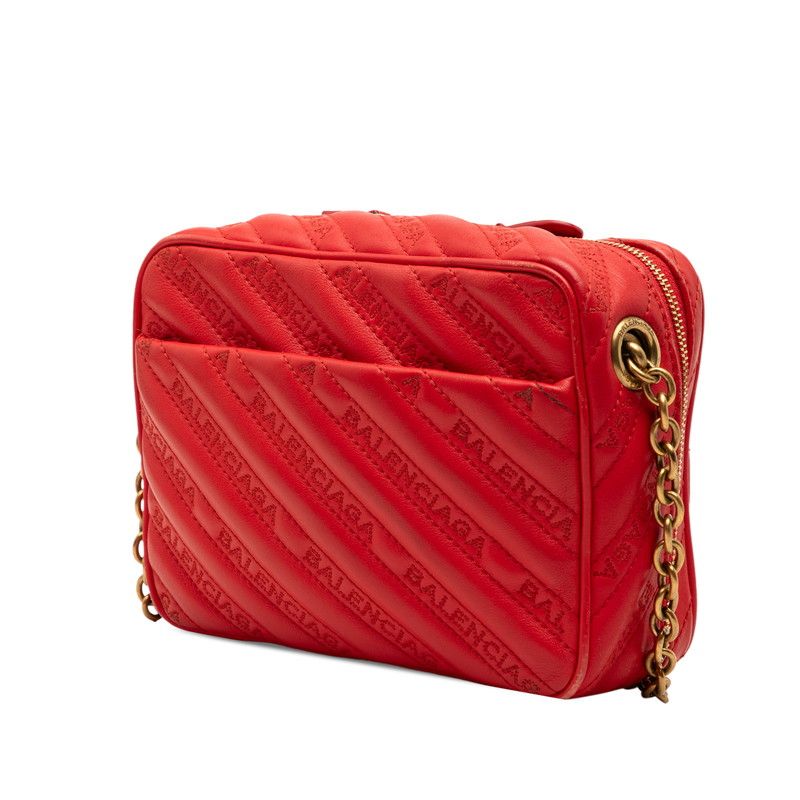 Balenciaga Reporter Xs Chain Shoulder Bag Red Leather