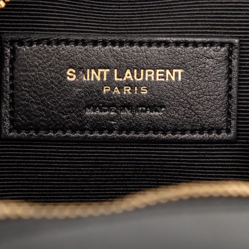 Saint Laurent Cassandra Crossbody Chain Shoulder Bag Black Gold Leather Sequin