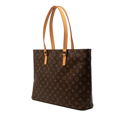 Louis Vuitton Monogram Tote Shoulder Bag Brown Leather