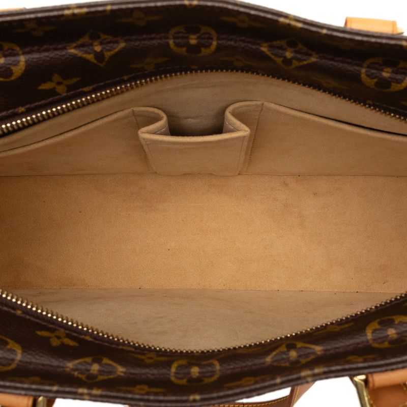 Louis Vuitton Monogram Tote Shoulder Bag Brown Leather
