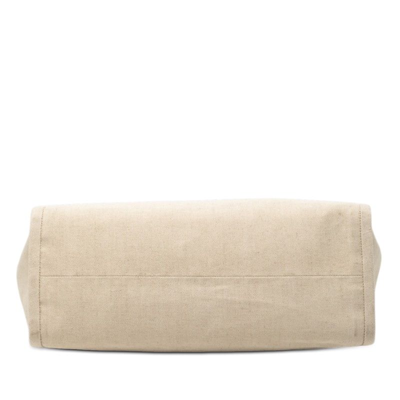 Prada White Beige Canvas Leather