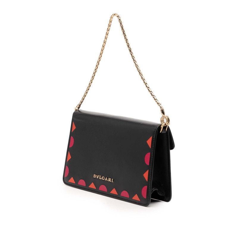 Bvlgari Serpenti Forever Pouch Case Black Multicolor Leather