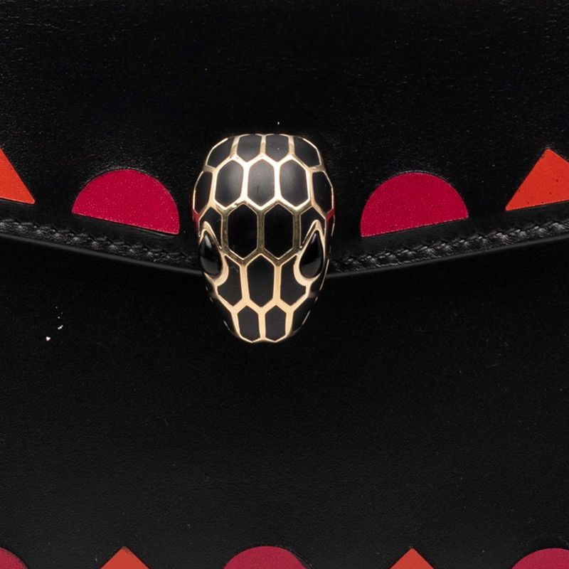 Bvlgari Serpenti Forever Pouch Case Black Multicolor Leather