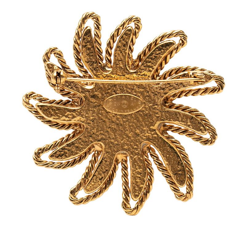 Chanel CC Logo Sun Motif Vintage Brooch Gold Plated