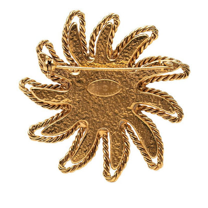Chanel CC Logo Sun Motif Vintage Brooch Gold Plated