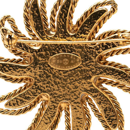 Chanel CC Logo Sun Motif Vintage Brooch Gold Plated