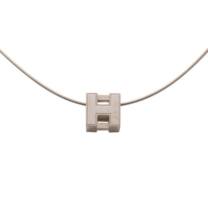 Hermes Cage de Ash Cube Silver Metal Necklace