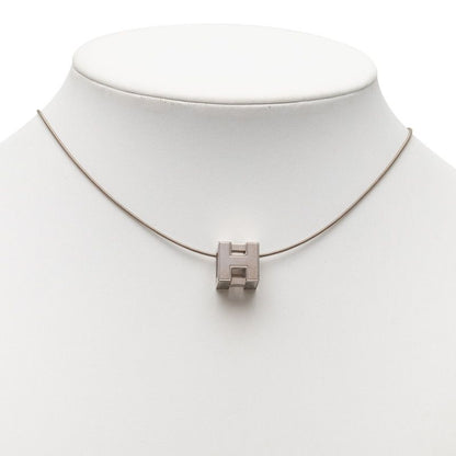 Hermes Cage de Ash Cube Silver Metal Necklace