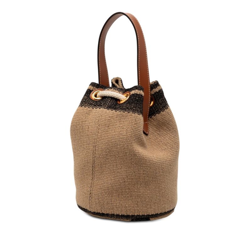 Celine Triomphe Teen Handbag Drawstring Beige Black Brown Canvas Leather
