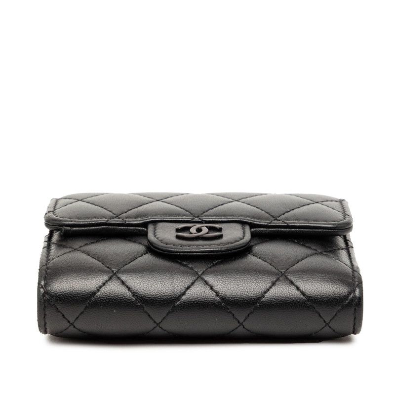 Chanel CC Logo Quilted Black Lambskin