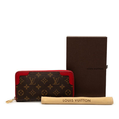 Louis Vuitton Monogram Zippy Wallet Retiro Brown Cerise Leather