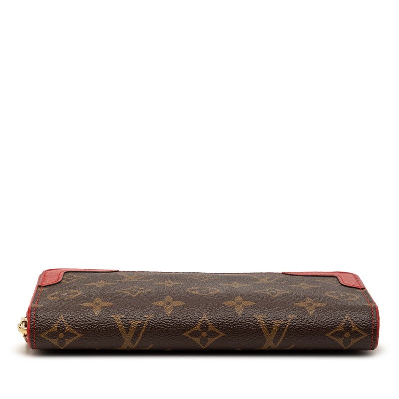 Louis Vuitton Monogram Zippy Wallet Retiro Brown Cerise Leather