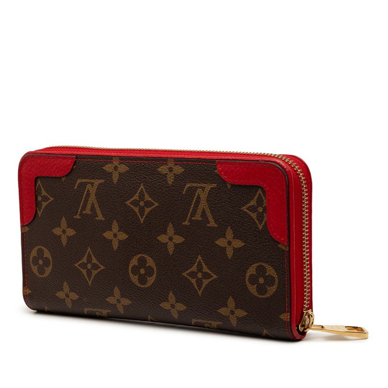 Louis Vuitton Monogram Zippy Wallet Retiro Brown Cerise Leather