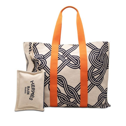 Hermes Ne Marant Beige Orange Navy Cotton Pouch