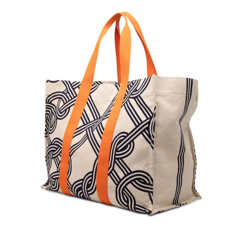 Hermes Ne Marant Beige Orange Navy Cotton Pouch