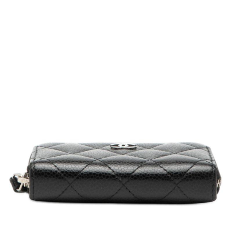 Chanel CC Logo Quilted Classic Zip Coin Purse Black Caviar Leather