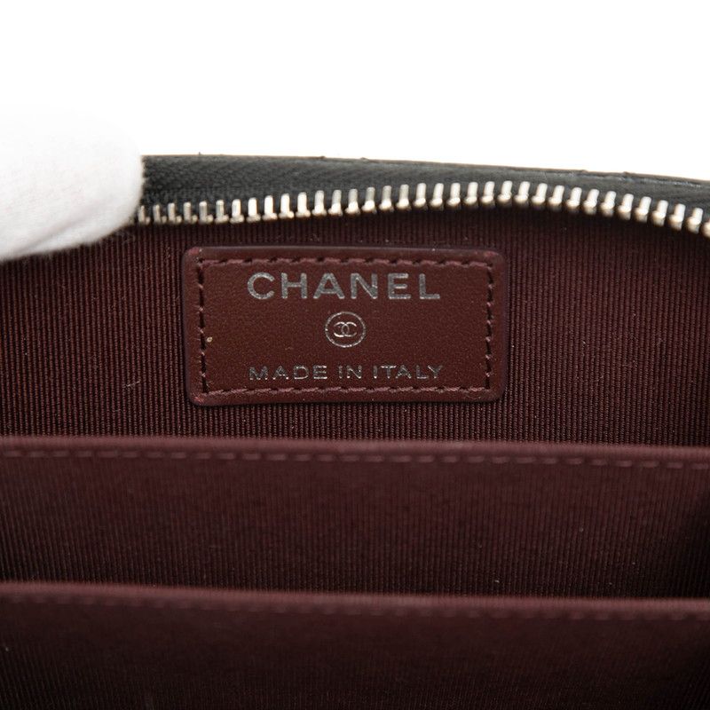 Chanel CC Logo Quilted Classic Zip Coin Purse Black Caviar Leather