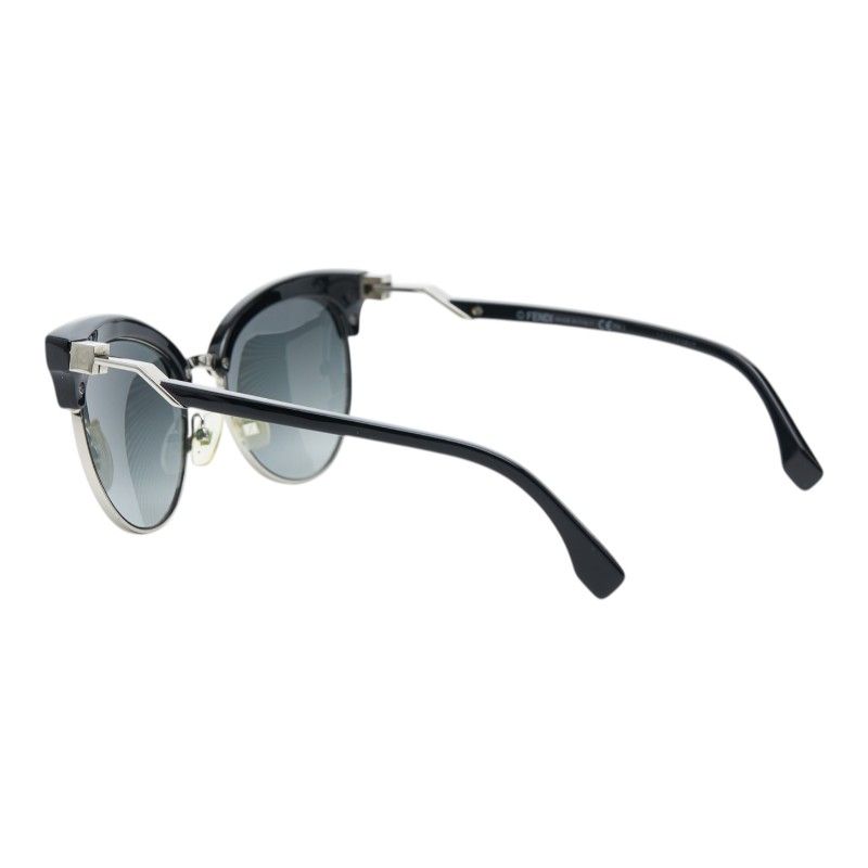 Fendi Logo Bro Type Cat Eye Sunglasses FF S Black Plastic Metal