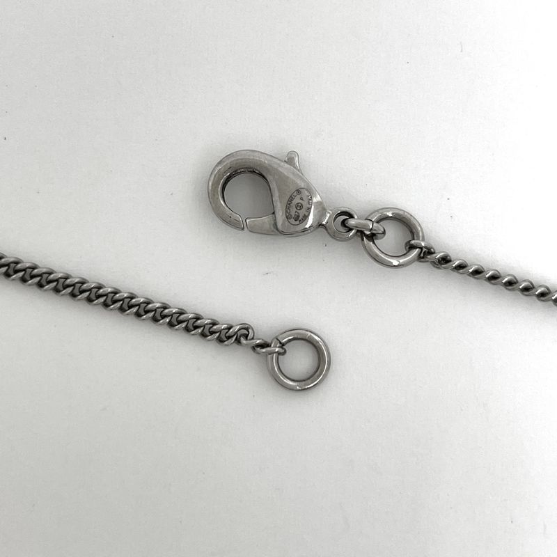 Chanel CC Logo Ribbon Motif Necklace Silver Plated