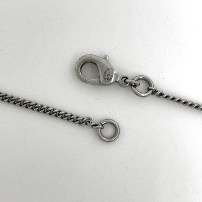 Chanel CC Logo Ribbon Motif Necklace Silver Plated