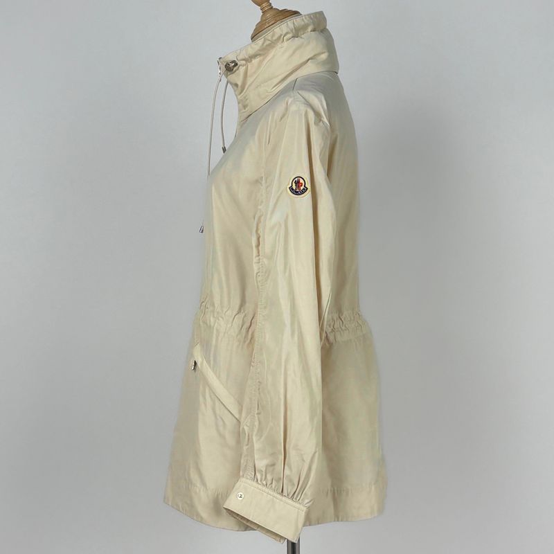 Moncler Logo Mountain Hoodie Hood Coat Jacket Polyester Ivory