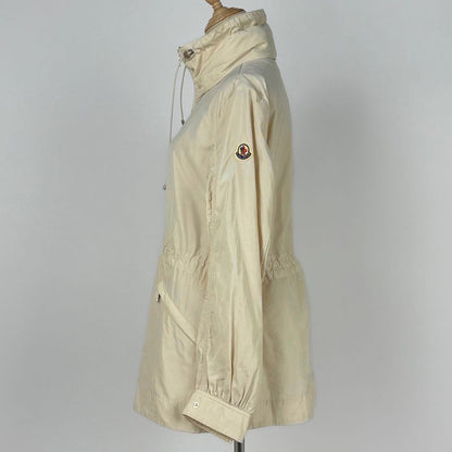 Moncler Logo Mountain Hoodie Hood Coat Jacket Polyester Ivory