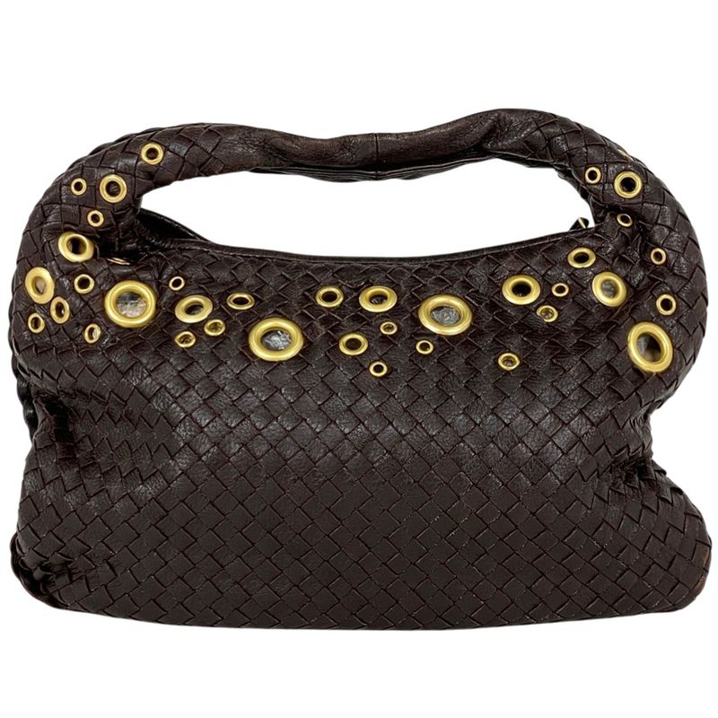 Bottega Veneta Intrecciato Shoulder Bag Leather Brown