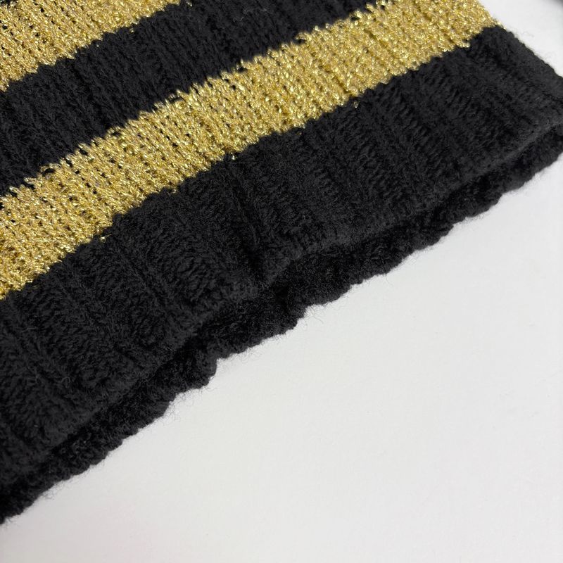 Gucci Border Knit Studded Heart Top Sweater Gold Black Green