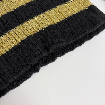 Gucci Border Knit Studded Heart Top Sweater Gold Black Green