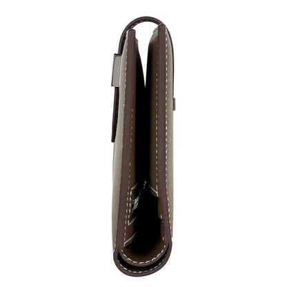 Hermes Bearn Compact Logo Vo Madame Bifold Wallet Leather Etoupe