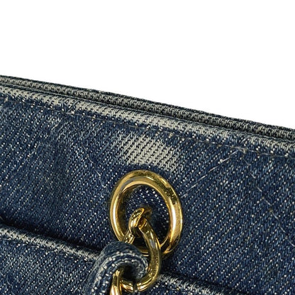 Chanel CC Logo Chain Tote Quilted Denim Blue