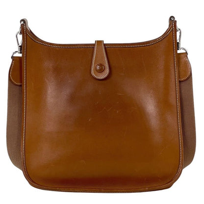 Hermes Evelyne 1 PM Perforated Logo Shoulder Bag Ever Calf Brown
