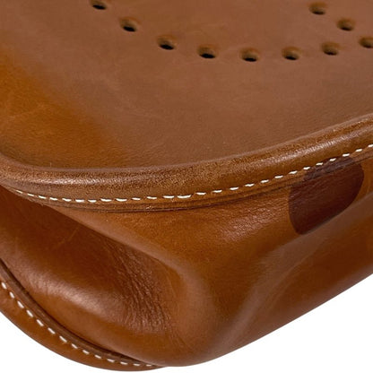 Hermes Evelyne 1 PM Perforated Logo Shoulder Bag Ever Calf Brown