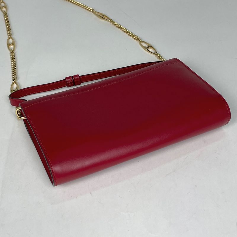 Gucci Zumi Chain Shoulder Bag 2-Way Leather Red