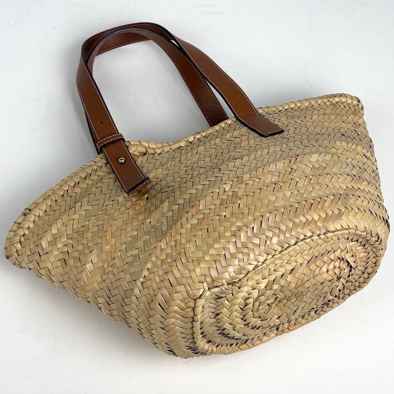 Loewe Basket Bag Anagram Palm Leaf Handbag Raffia Natural Brown