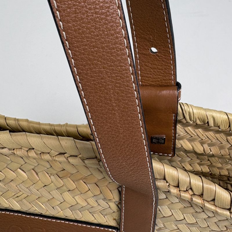 Loewe Basket Bag Anagram Palm Leaf Handbag Raffia Natural Brown