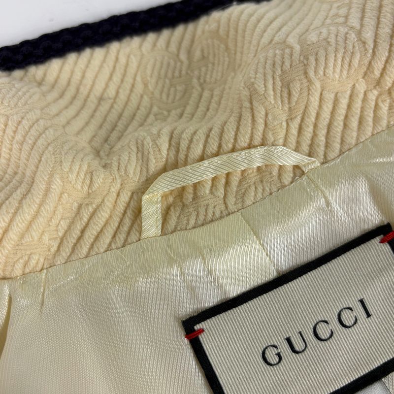 Gucci GG Pattern Jacket Faux Fur Clover Button Jackets Hair