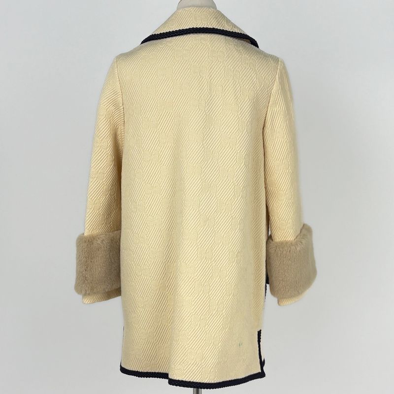 Gucci GG Pattern Jacket Faux Fur Clover Button Jackets Hair