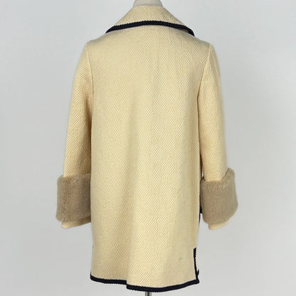 Gucci GG Pattern Jacket Faux Fur Clover Button Jackets Hair