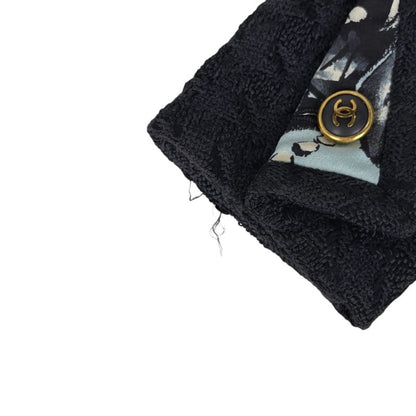 Chanel Tweed Set Camellia Pattern CC Logo Button Skirts Rayon Cotton Jacket Navy - Light Blue