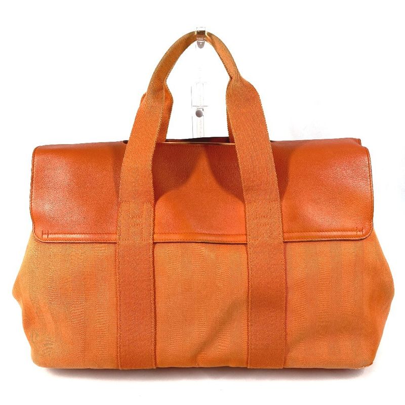 Hermes Handbag Valparaiso MM Toile Chevron Orange