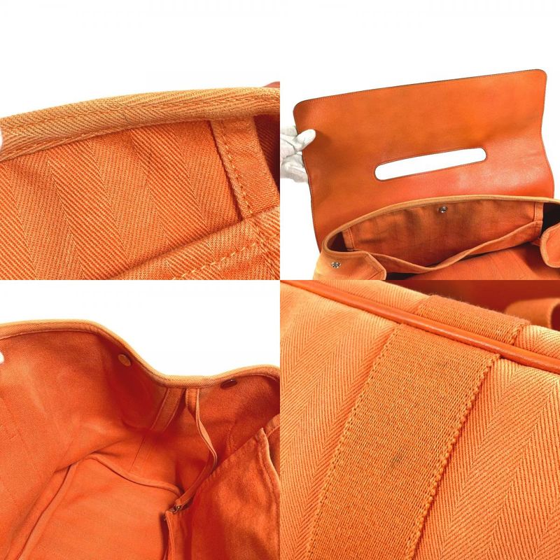 Hermes Handbag Valparaiso MM Toile Chevron Orange
