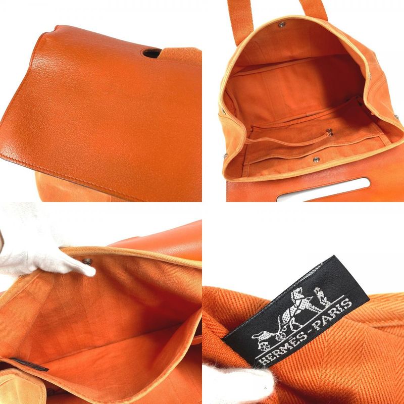 Hermes Handbag Valparaiso MM Toile Chevron Orange