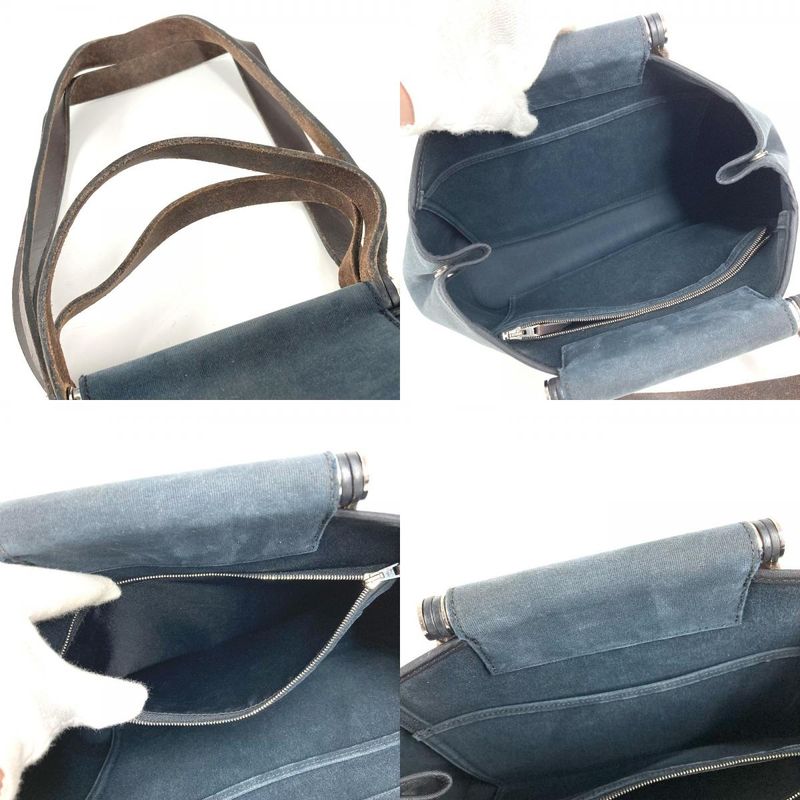 Hermes Tote Kabak Elan PM Leather Canvas Black