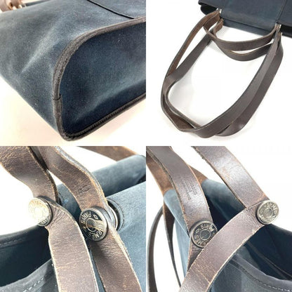 Hermes Tote Kabak Elan PM Leather Canvas Black