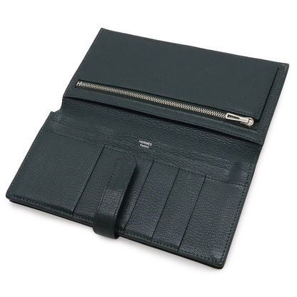 Hermes Bearn Souffle Bifold Wallet Chevre Leather Green