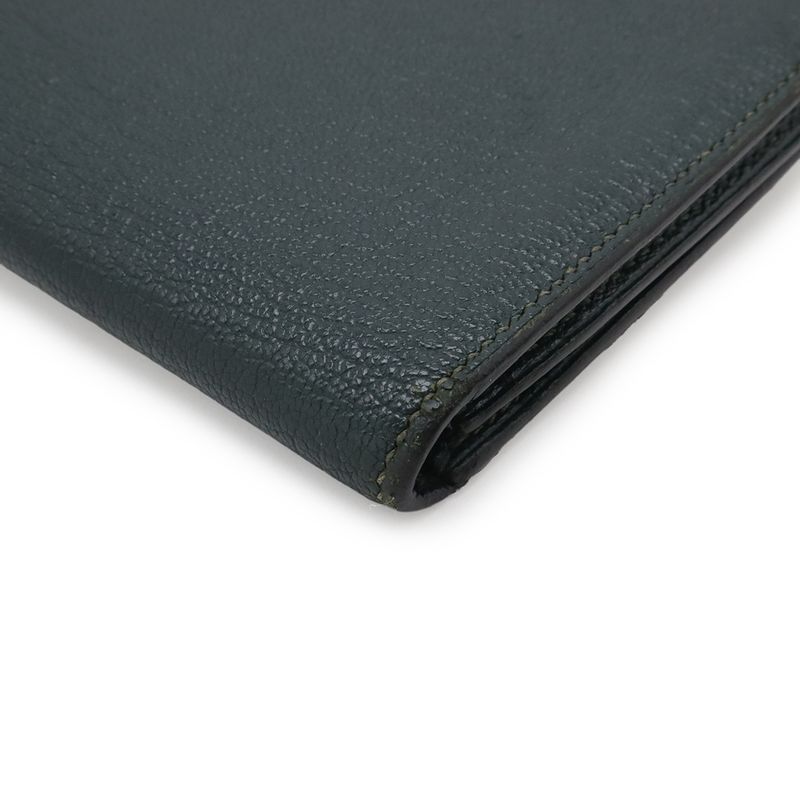 Hermes Bearn Souffle Bifold Wallet Chevre Leather Green