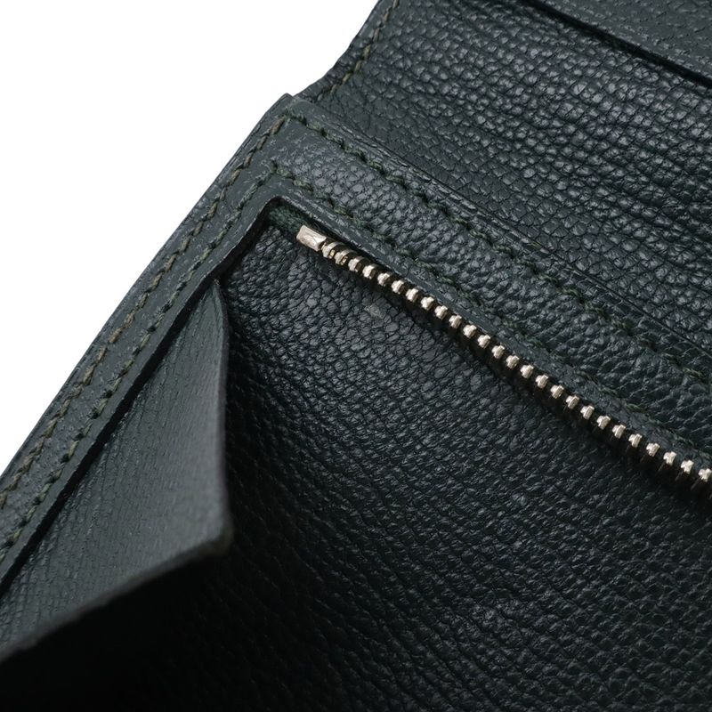 Hermes Bearn Souffle Bifold Wallet Chevre Leather Green