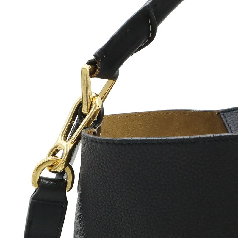 Loewe Anagram T Bucket Small 2-Way Shoulder Bag Leather Black Navy