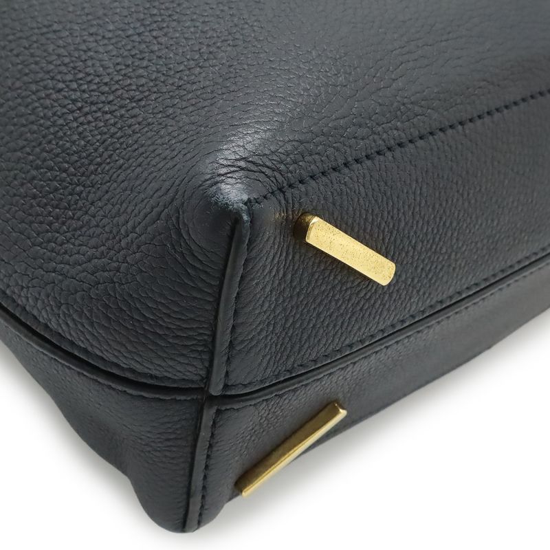 Loewe Anagram T Bucket Small 2-Way Shoulder Bag Leather Black Navy